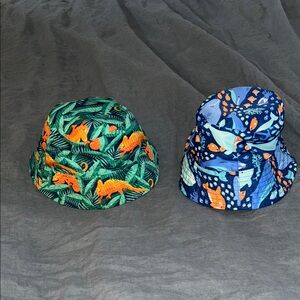 Vibrant Green and Blue Kids Bucket Hats